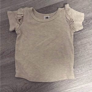 Charming Ruffle Sleeve Kids Tee - Beige